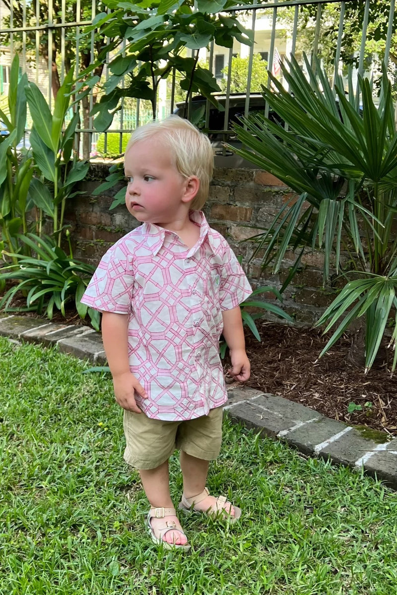 Little Boy's Cabana Shirt | Hibiscus Bamboo © 2023 – SUE SARTOR